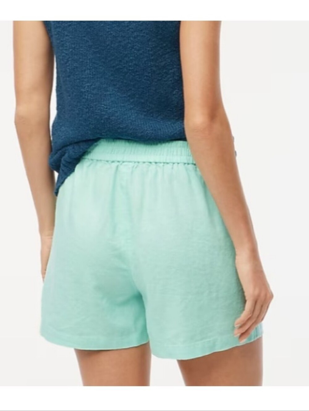 J. Crew Factory Linen Blend Sunwashed Mint Green Drawstring Relaxed Fit Short XL - Picture 2 of 4